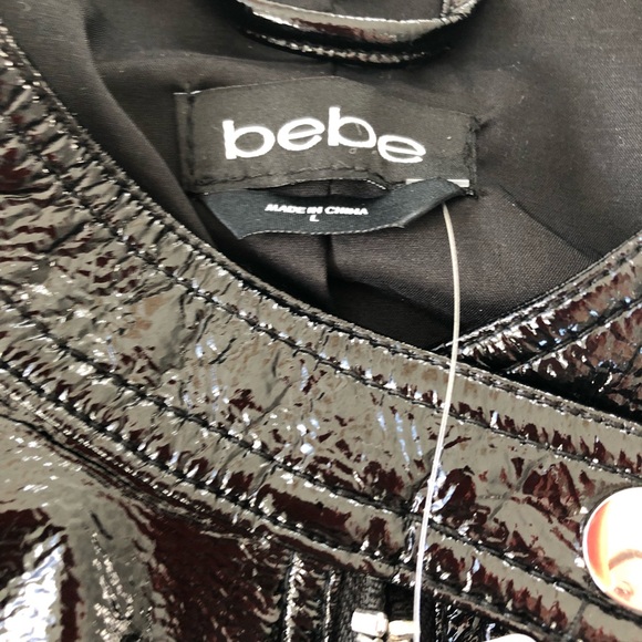 NWT black crackled vynil bomber jacket - Picture 3 of 3